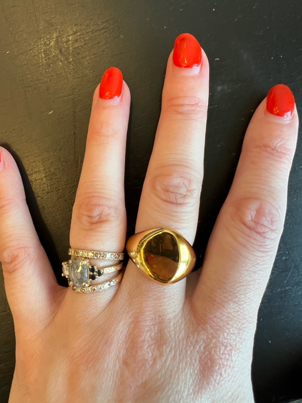Gold-Tone Chunky Signet Ring